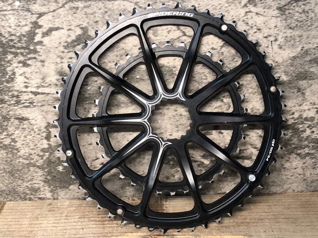 JN624 ホログラム HOLLOWGRAM SPIDERING チェーンリング ダブル 50/34T 10ARM