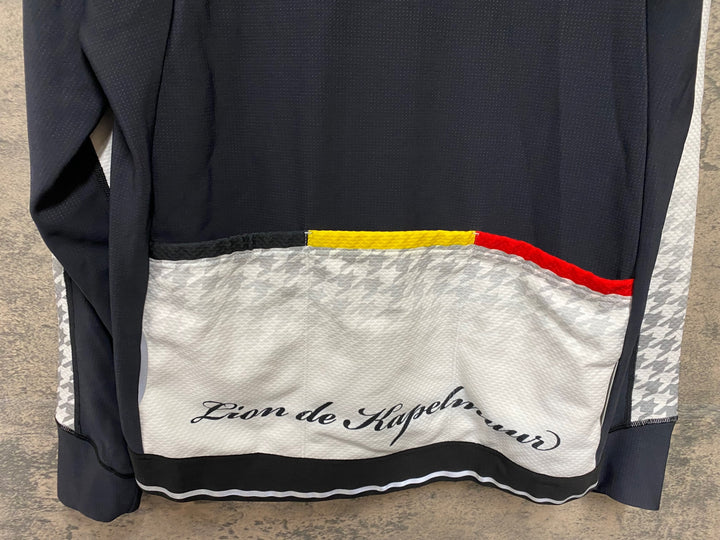 KG279 リオンドカペルミュール Lion de KAPELMUUR 長袖 サイクルジャージ 白 黒 L 裏起毛