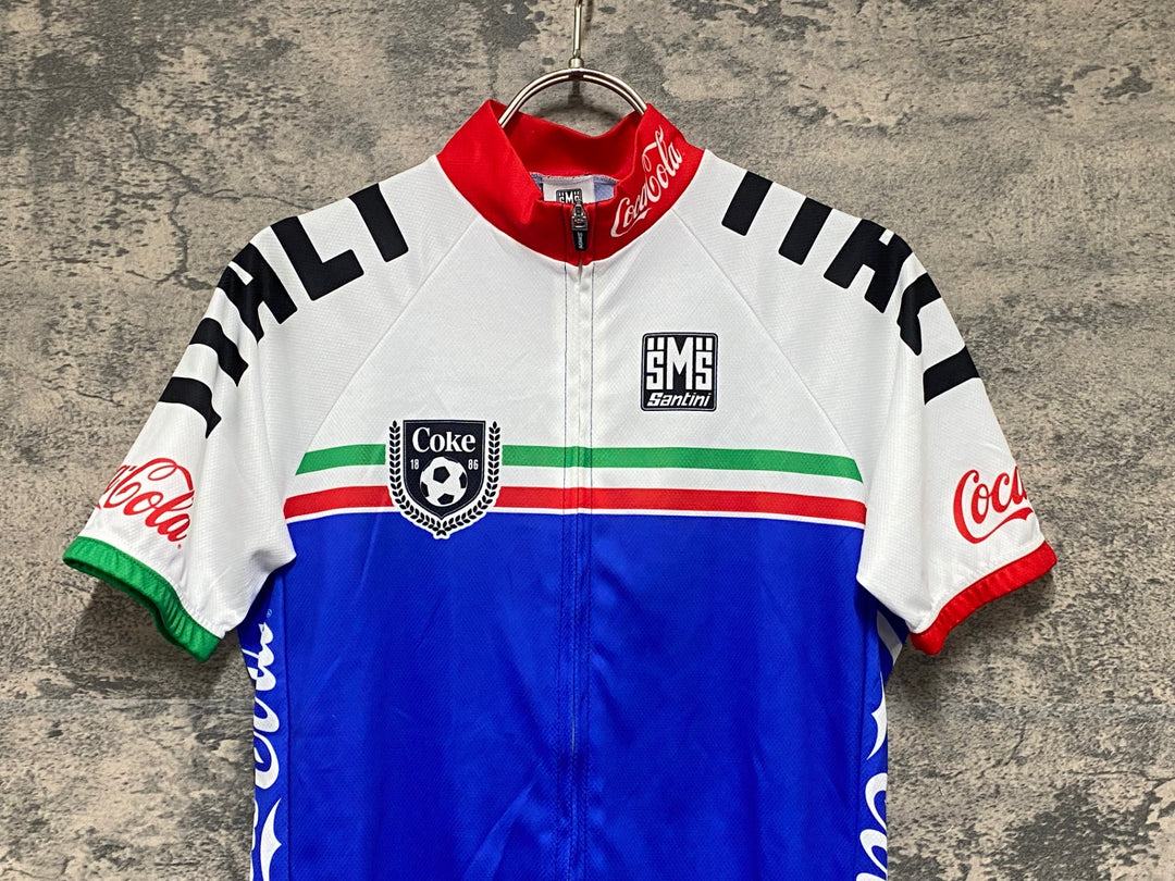 KG287 サンティーニ Santini 半袖 サイクルジャージ 白 青 S