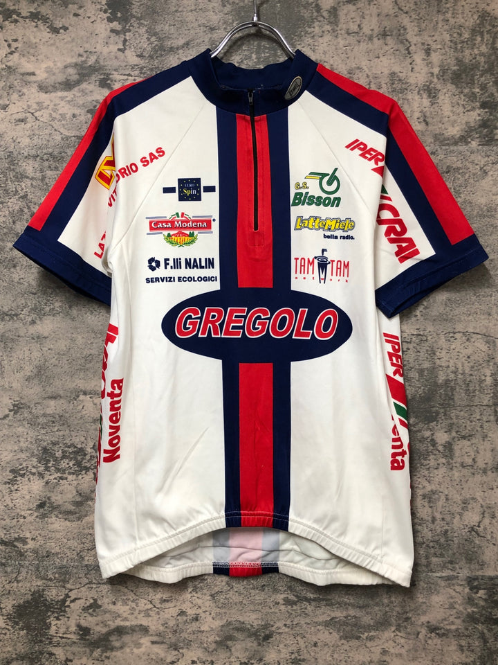 JR158 kemell 半袖サイクルジャージ 白紺 L