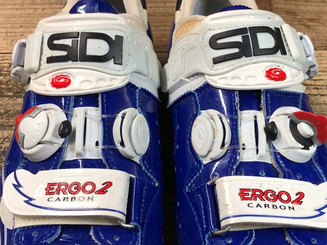 JV462 シディ SIDI エルゴ2 カーボン ERGO 2 CARBON ビンディングシューズ 青白 3穴 EU41.5 ※傷み変色