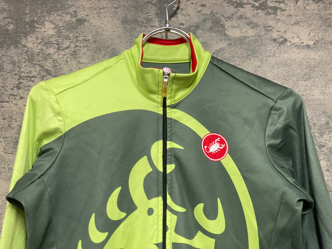 KB262 カステリ CASTELLI 長袖 サイクルジャージ 緑 S ※擦れ