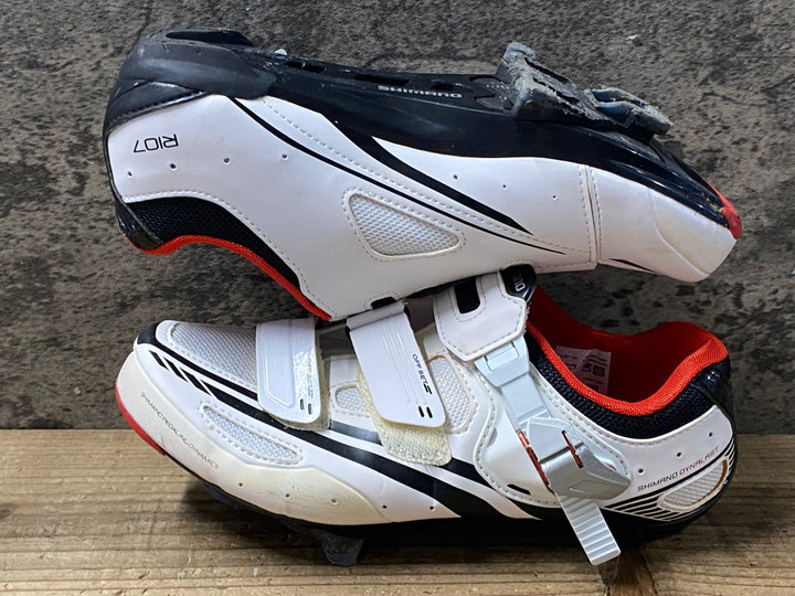 KF491 シマノ SHIMANO R107 SH-R107W ビンディングシューズ 白 赤 EU41