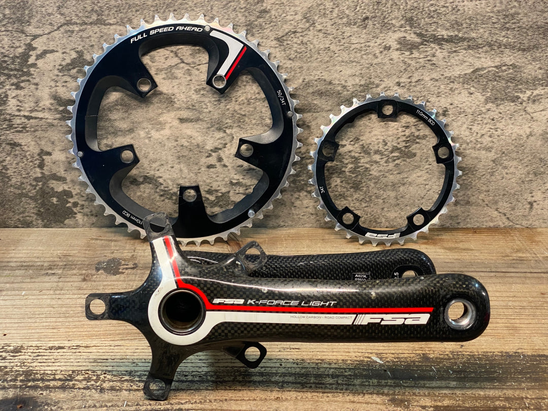 JH376 FSA K-FORCE LIGHT クランクセット 50/34T 172.5mm ※チェーンリングボルト欠品