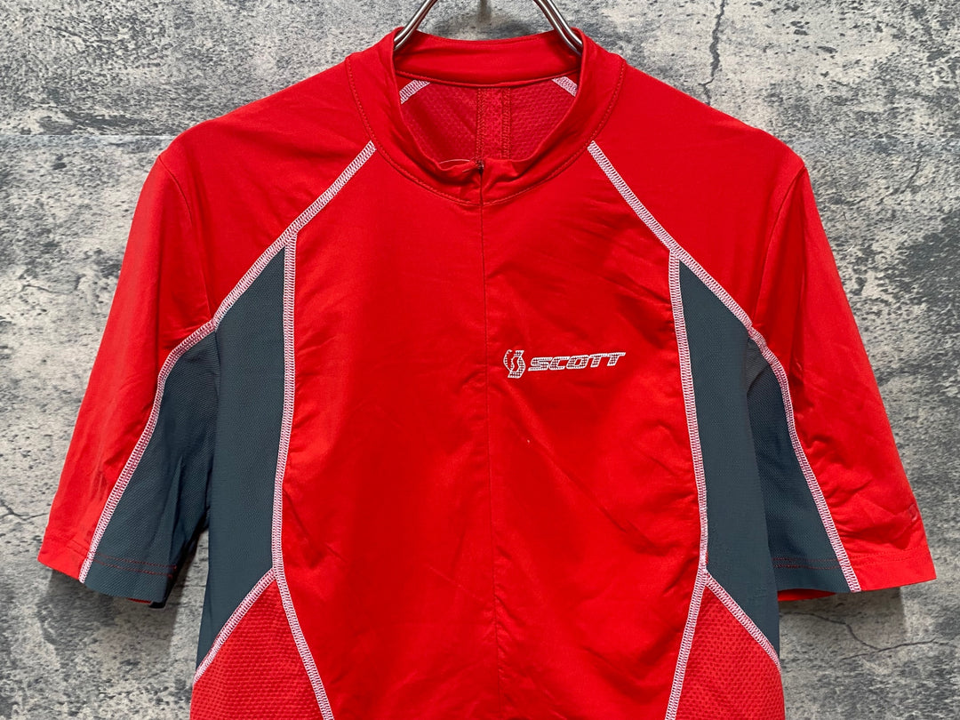 KD231 スコット SCOTT 半袖 ハーフジップ サイクルジャージ 赤 L