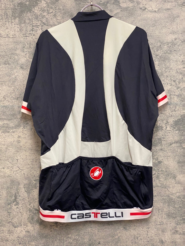 JN603 カステリ castelli 半袖サイクルジャージ 黒白 XXXL 色移り 黄ばみ
