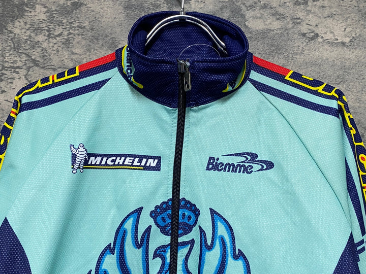 KE988 ビエンメ Biemme 長袖 サイクルジャケット 水色 紺 L 裏起毛 Bianchi