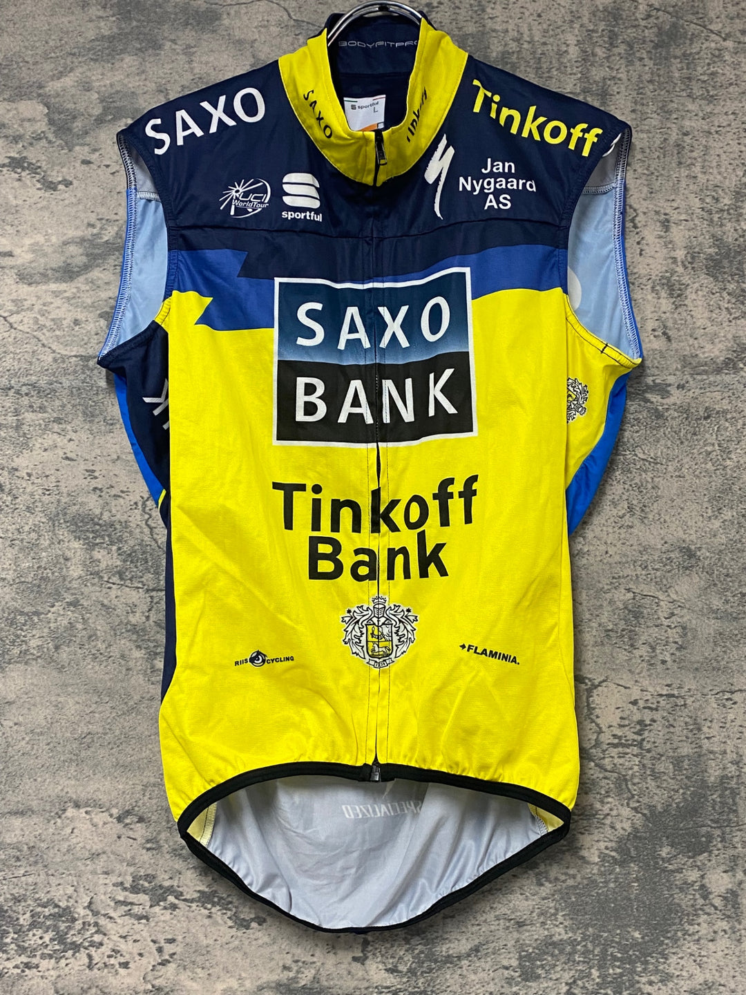 KJ777 スポーツフル sportful サイクルベスト 黃 紺 L SAXO BANK