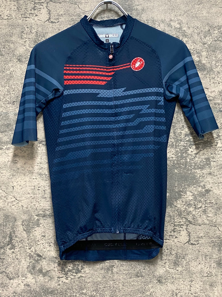 JS957 カステリ CASTELLI ROSSOCORSA 半袖 サイクルジャージ 紺 S