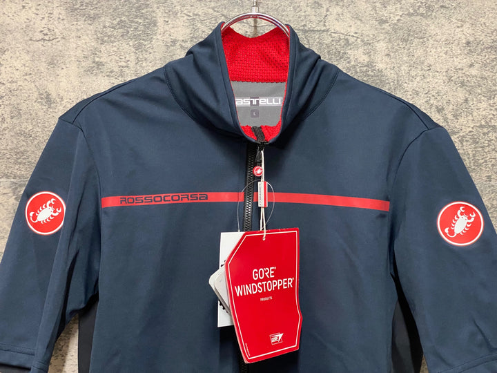 JP269 カステリ CASTELLI ロッソコルサ ROSSO CORSA PERFETTO 半袖 サイクルジャージ 黒 L GORE WINDSTOPPER