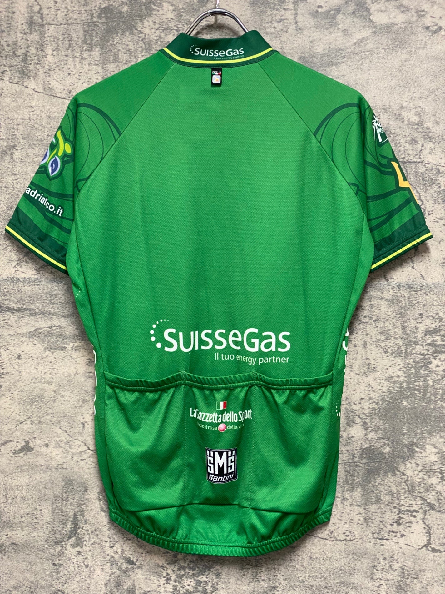 JT086 サンティーニ Santini 半袖サイクルジャージ 緑 M ハーフジップ