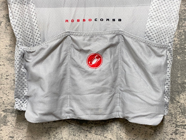 KB693 カステリ CASTELLI ROSSO CORSA 半袖 サイクルジャージ グレー白 M