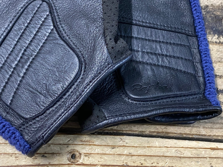 KB338 ラファ RAPHA レザー LEATHER 指切 グローブ L 紺