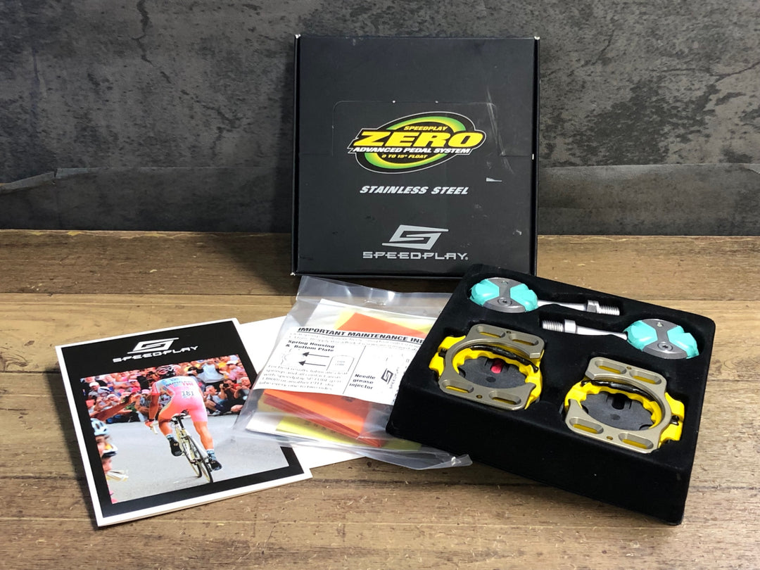 JS906 スピードプレイ SPEEDPLAY ZERO ビンディングペダル 緑 ステンレスシャフト クリート付き 未使用