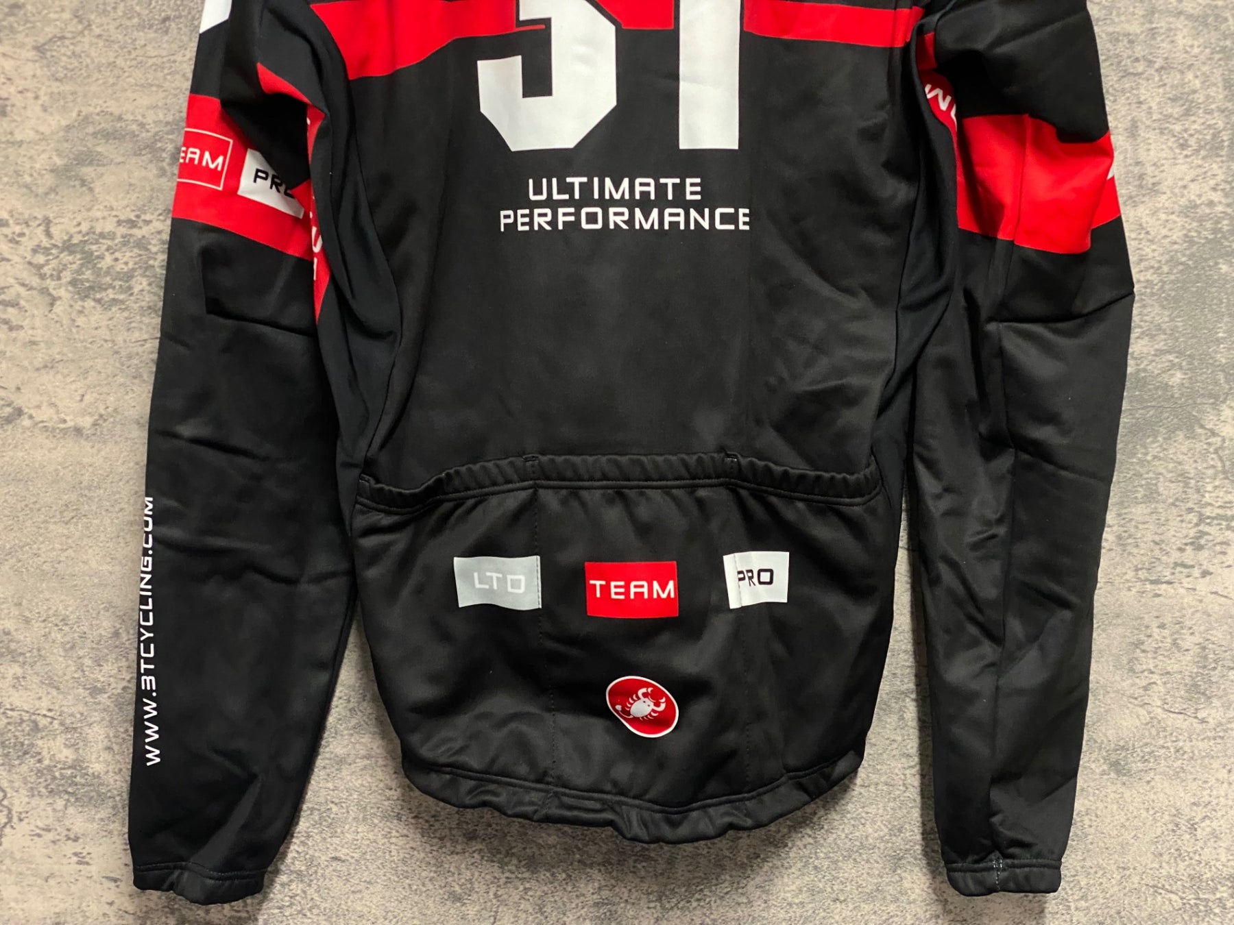 JV211 カステリ CASTELLI 長袖 サイクルジャケット 黒 赤 M 裏起毛 3T