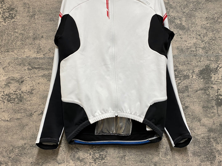 JP694 シマノ SHIMANO 長袖 サイクルジャケット 白 黒 M 裏起毛