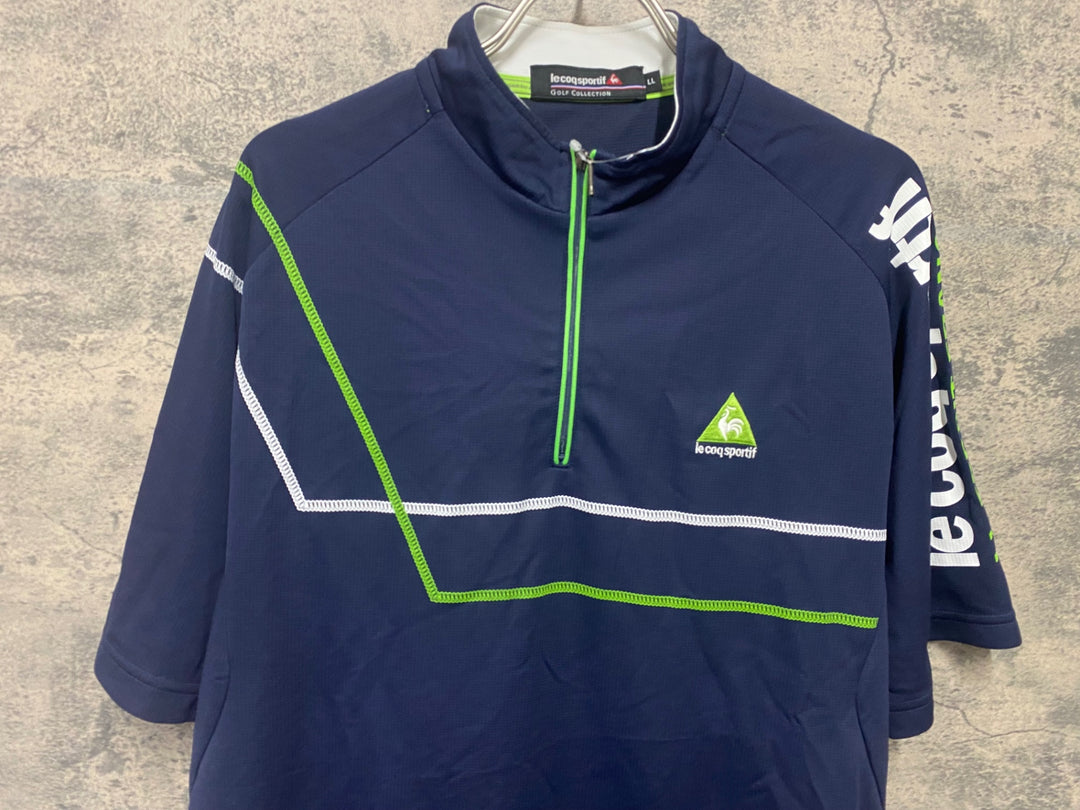 JO220 ルコックスポルティフ le coq sportif 半袖 シャツ ハーフジップ 紺 LL