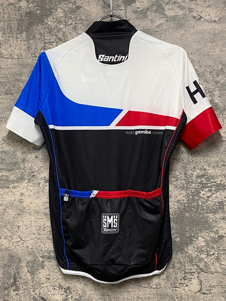 JI326 サンティーニ Santini 半袖 サイクルジャージ 白 黒 M