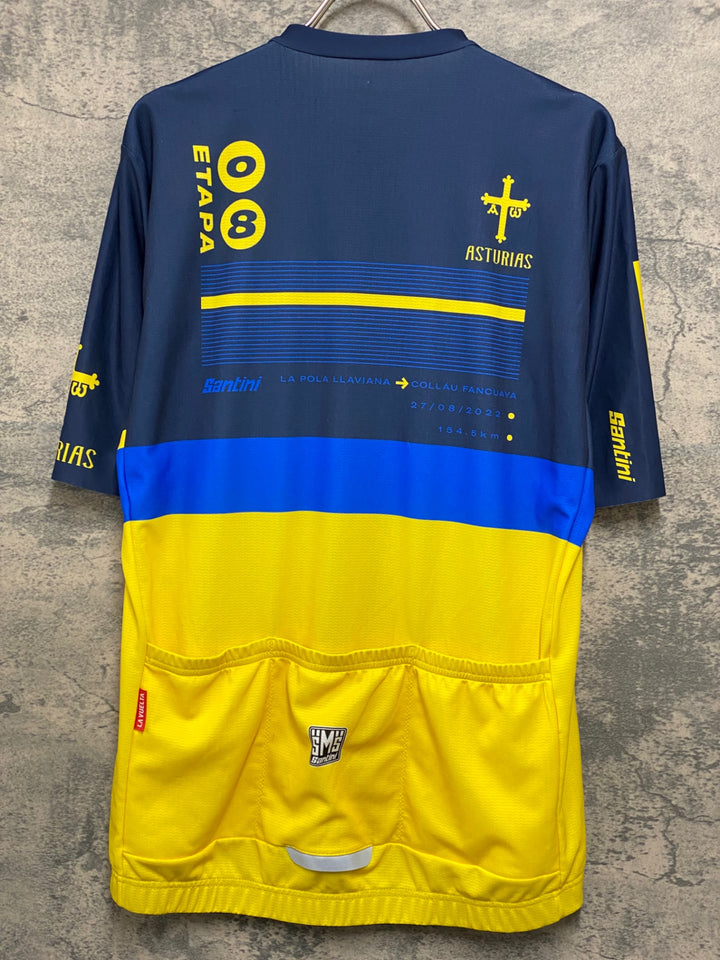 JO640 サンティーニ Santini LA VUELTA 22 半袖 サイクルジャージ 紺 黄色 XL