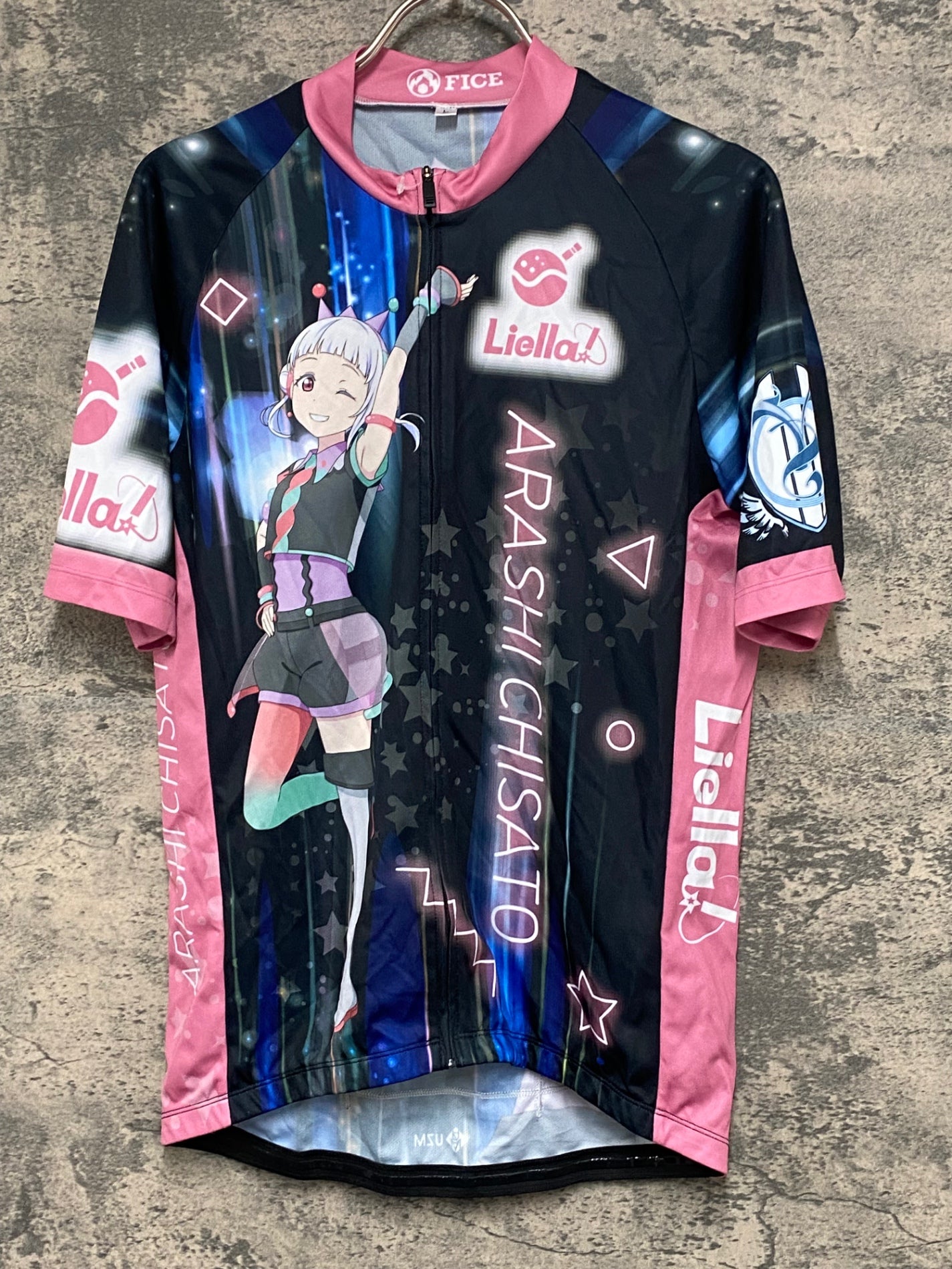 sabutin様限定 ラファ　半袖　サイクルジャージ　黒　白　ピンク　ライン　M KG893 ファイス FICE 半袖 サイクルジャージ 黒 ピンク L ラブライブ