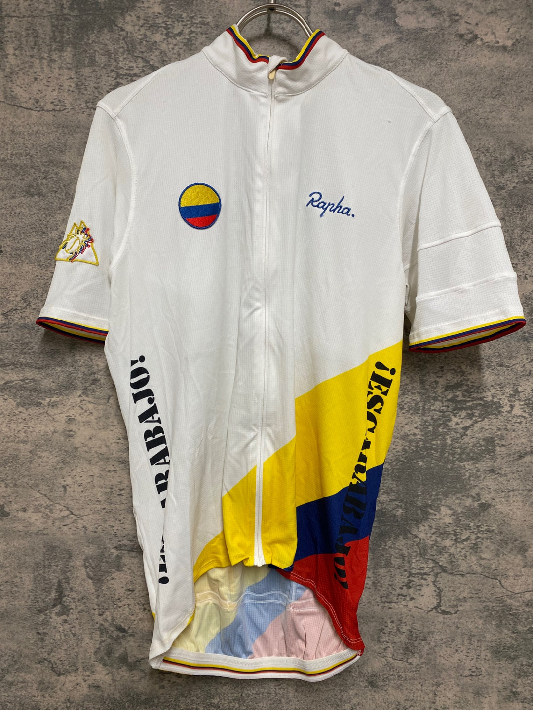 JN508 ラファ Rapha COLOMBIAN SUPER LIGHTWEIGHT JERSEY 半袖 サイクルジャージ 白 L ※擦れ,ほつれ