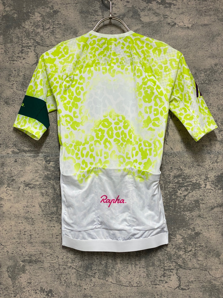 KG340 ラファ Rapha AMANI MEN'S PRO TEAM AERO JERSEY 半袖 サイクルジャージ 白 緑 S