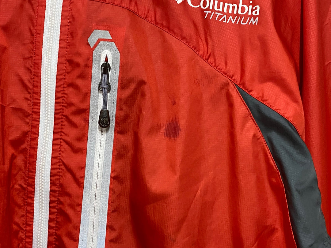 JN601 コロンビア Columbia TITANIUM 長袖 ウィンドブレーカー 赤 XL 汚れあり