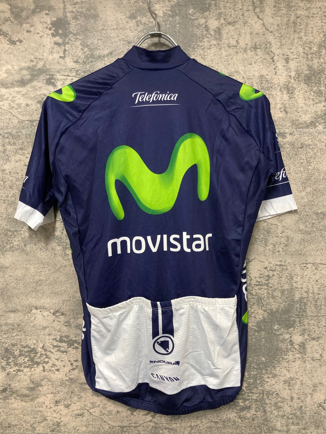 JS496 エンデュラ ENDURA 半袖 サイクルジャージ 濃紺 サイズ不明 movistar ※タグカット
