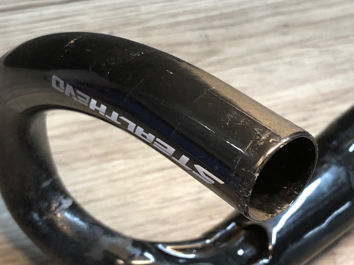 JK131 シマノ SHIMANO プロ PRO STEALTH EVO カーボンドロップハンドル ステム一体型 OS エンド部C-C400mm 100mm ※クランプ痕あり