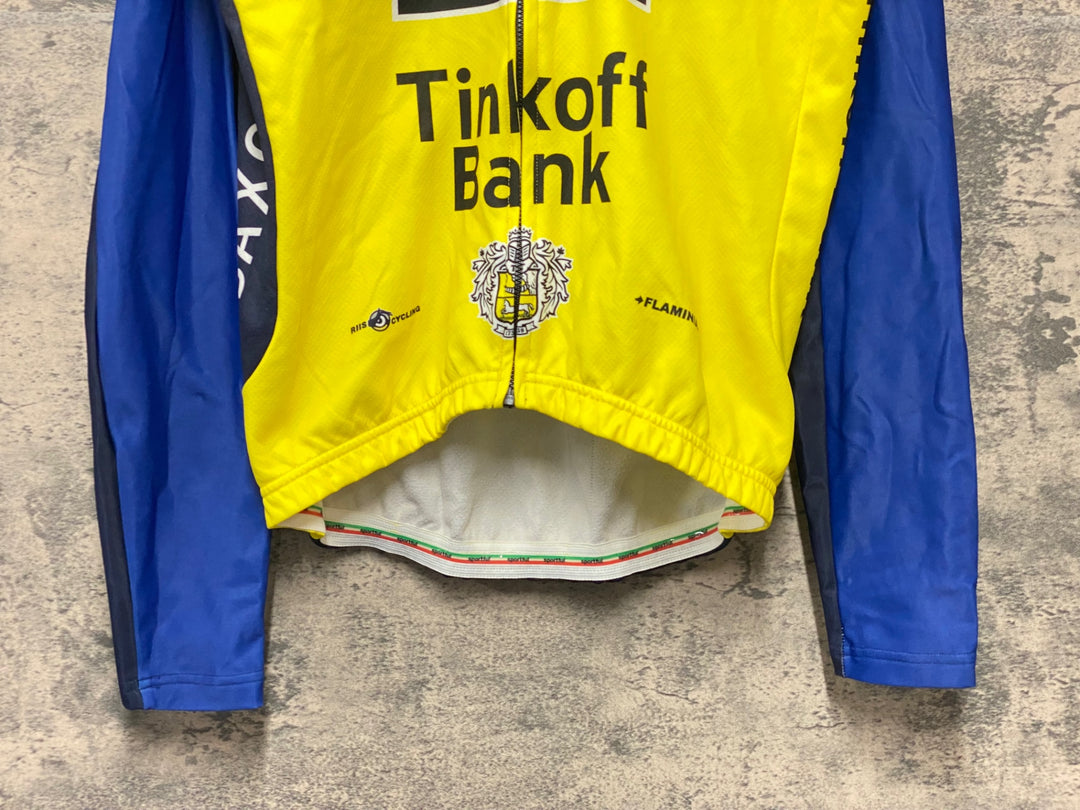 KJ806 スポーツフル sportful 長袖 サイクルジャージ 黃 紺 M 裏起毛 SAXO BANK