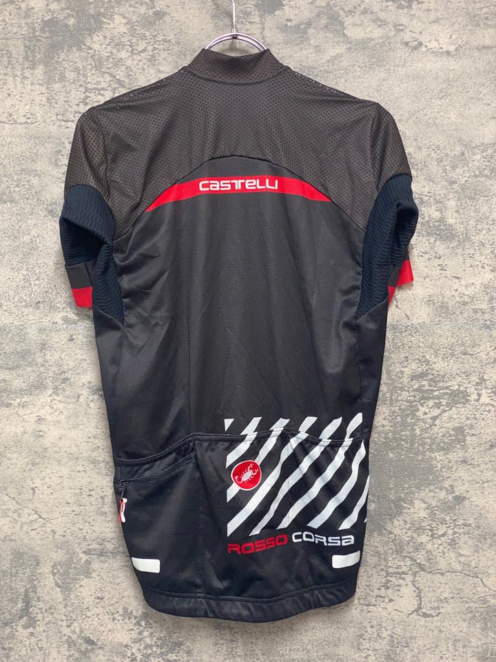 JK477 カステリ CASTELLI ROSSO CORSA 半袖 ジャージ 黒 M