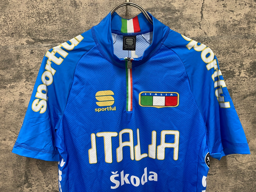 JV539 スポーツフル sportful 半袖 サイクルジャージ 青 L ITALIA Skoda