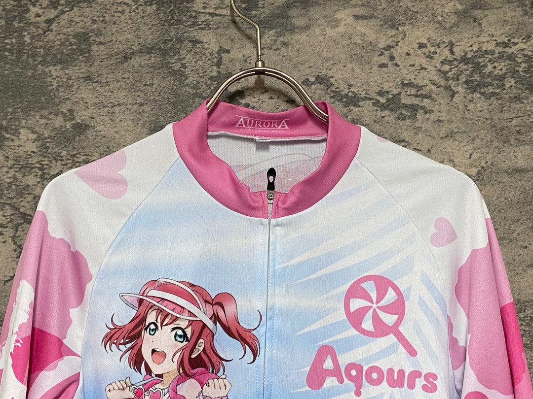 KG887 アウローラ AURORA 半袖 サイクルジャージ 白 ピンク XL ラブライブ! サンシャイン!! 2022 黒澤ルビィ Ver.