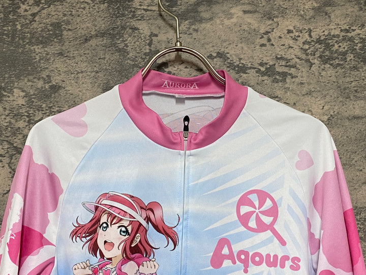 KG887 アウローラ AURORA 半袖 サイクルジャージ 白 ピンク XL ラブライブ! サンシャイン!! 2022 黒澤ルビィ Ver.
