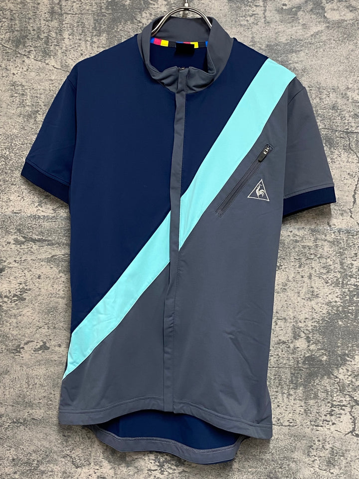 KG090 ルコックスポルティフ le coq sportif 半袖 サイクルジャージ グレー/青 M