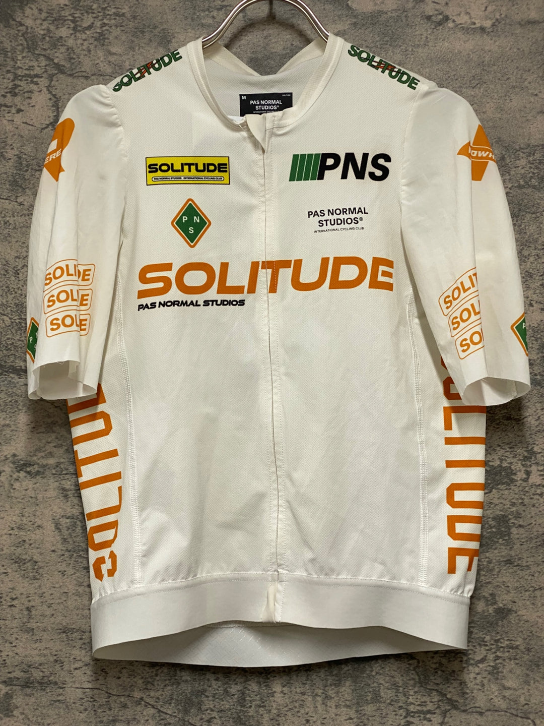 KF517 パスノーマルスタジオ PAS NORMAL STUDIOS Men's Solitude Logo Jersey 半袖 サイクルジャージ 白 M