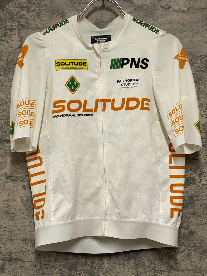 KF517 パスノーマルスタジオ PAS NORMAL STUDIOS Men's Solitude Logo Jersey 半袖 サイクルジャージ 白 M