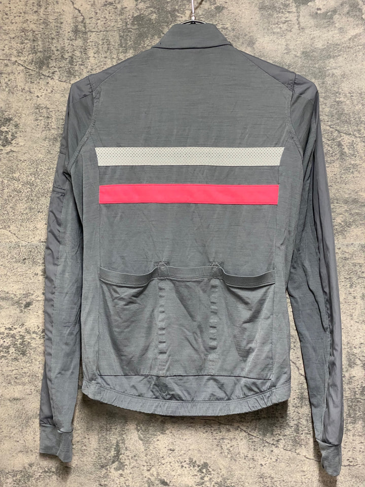 JV439 ラファ Rapha WOMEN'S BREVET LONG SLEEVE WINDBLOCK JERSEY 長袖 サイクルジャージ グレー XS 穴あき