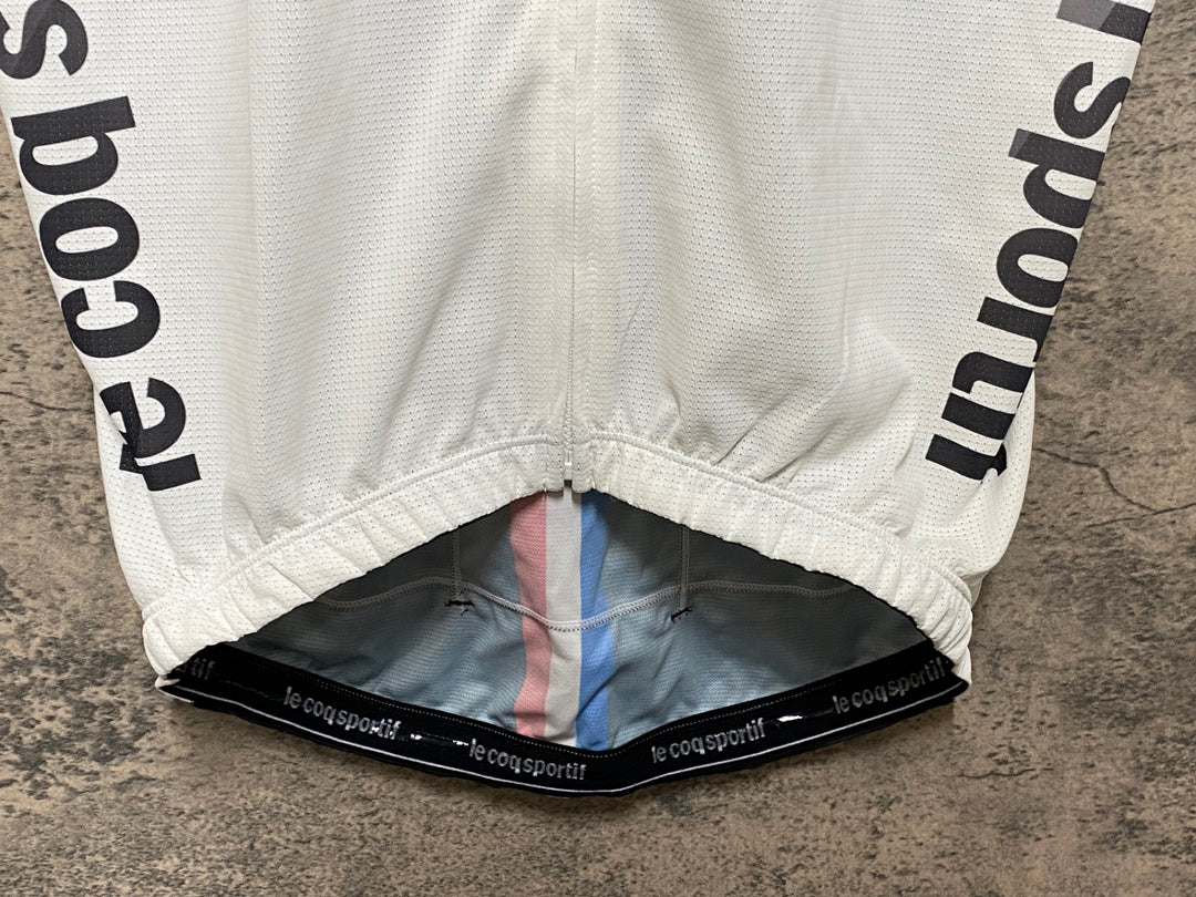 JP519 ルコックスポルティフ le coq sportif 半袖 サイクルジャージ L 白灰 ※ほつれあり