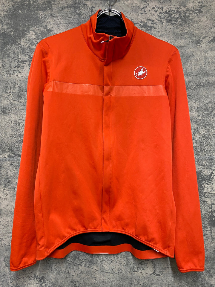 KE516 カステリ CASTELLI 長袖 サイクルジャージ オレンジ L 裏起毛 ※小穴
