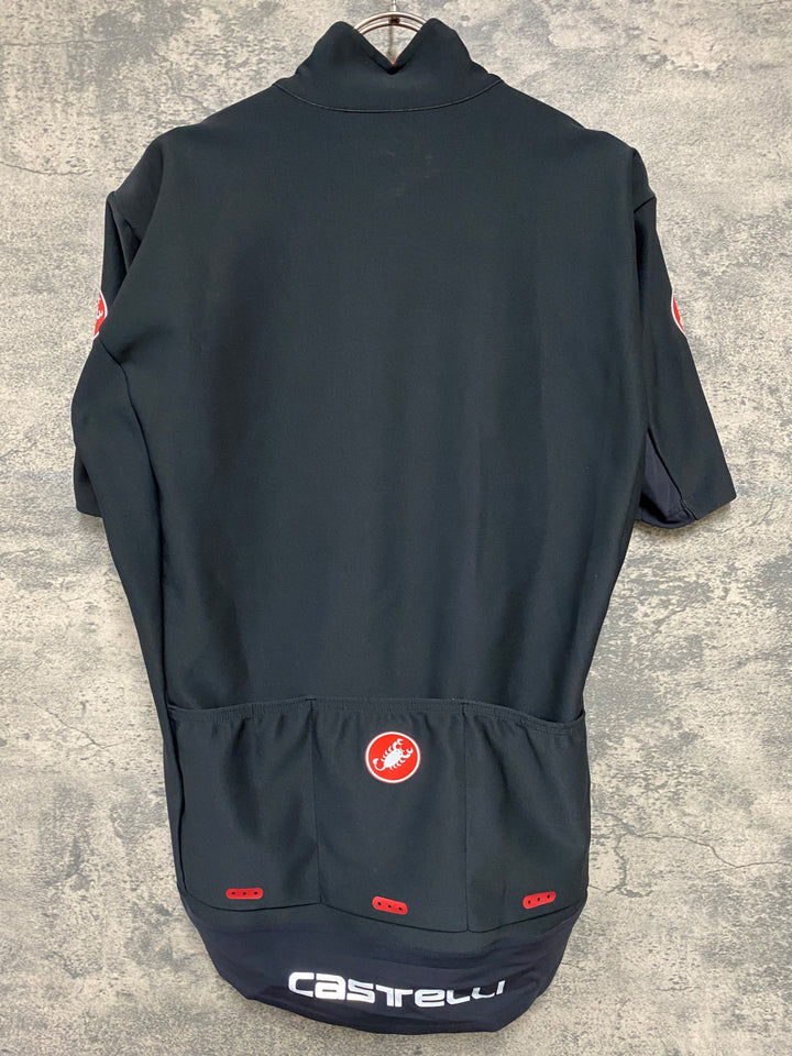 KB223 カステリ CASTELLI ROSSOCORSA 半袖 サイクルジャージ 黒 赤 S gabba GORE WINDSTOPPER ※ロゴ劣化