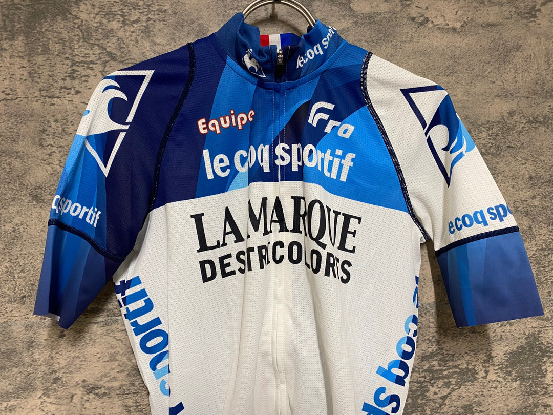 JP447 ルコックスポルティフ LE COQ SPORTIF 半袖 メッシュ サイクルジャージ 青 白 M