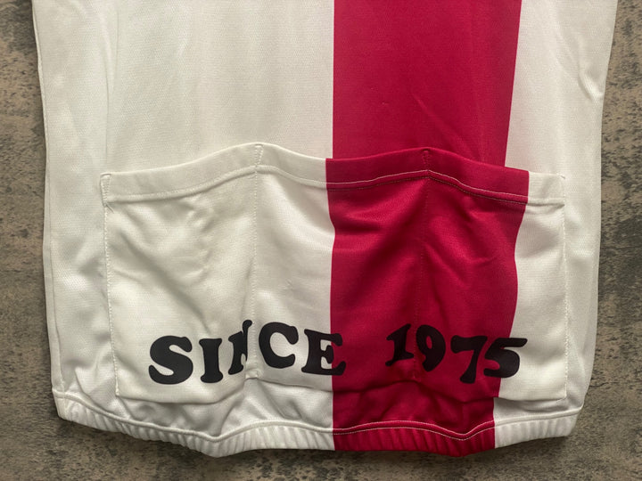 KE529 パールイズミ PEARL iZUMi 半袖 サイクルジャージ 白 赤 L ※ペン跡