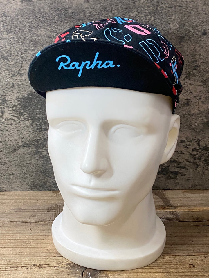 KA004 ラファ Rapha COTTON CAP サイクルキャップ 黒 総柄 ワンサイズ