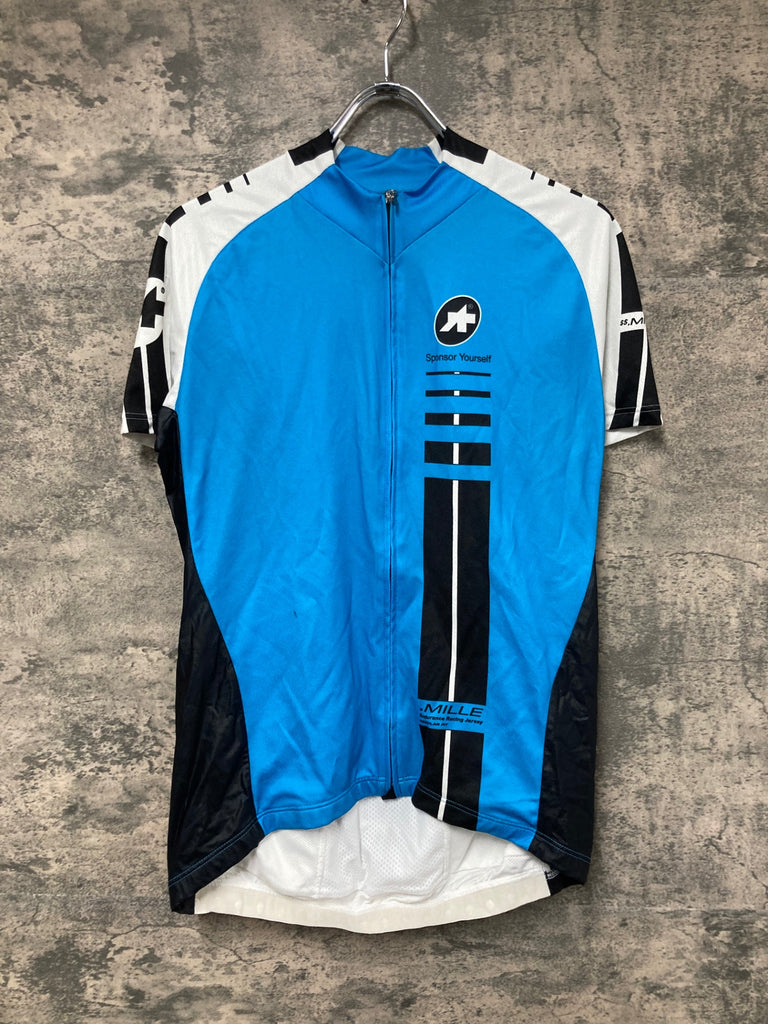 ASSOS 半袖 サイクルジャージ JQ944 アソス ASSOS SS.MILLE 半袖 サイクルジャージ 白 水色 M – BICI