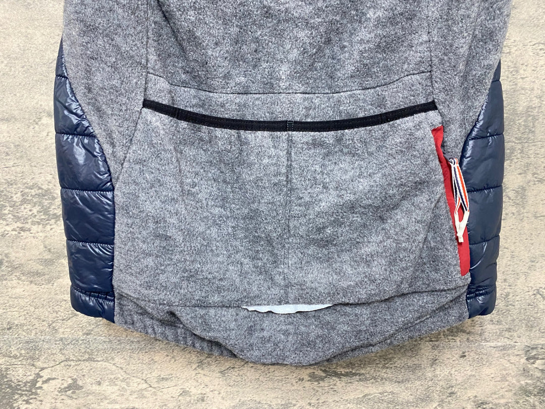JY615 カフェドシクリステ CAFE DU CYCLISTE Albertine Gilet Men ジレ サイクルベスト 紺 グレー L ダウン 中綿 フリース