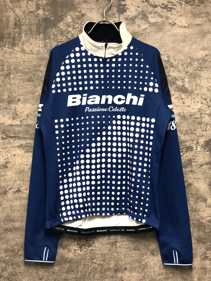 KJ356 ビアンキ Bianchi 長袖 サイクルジャケット 紺 L 裏起毛