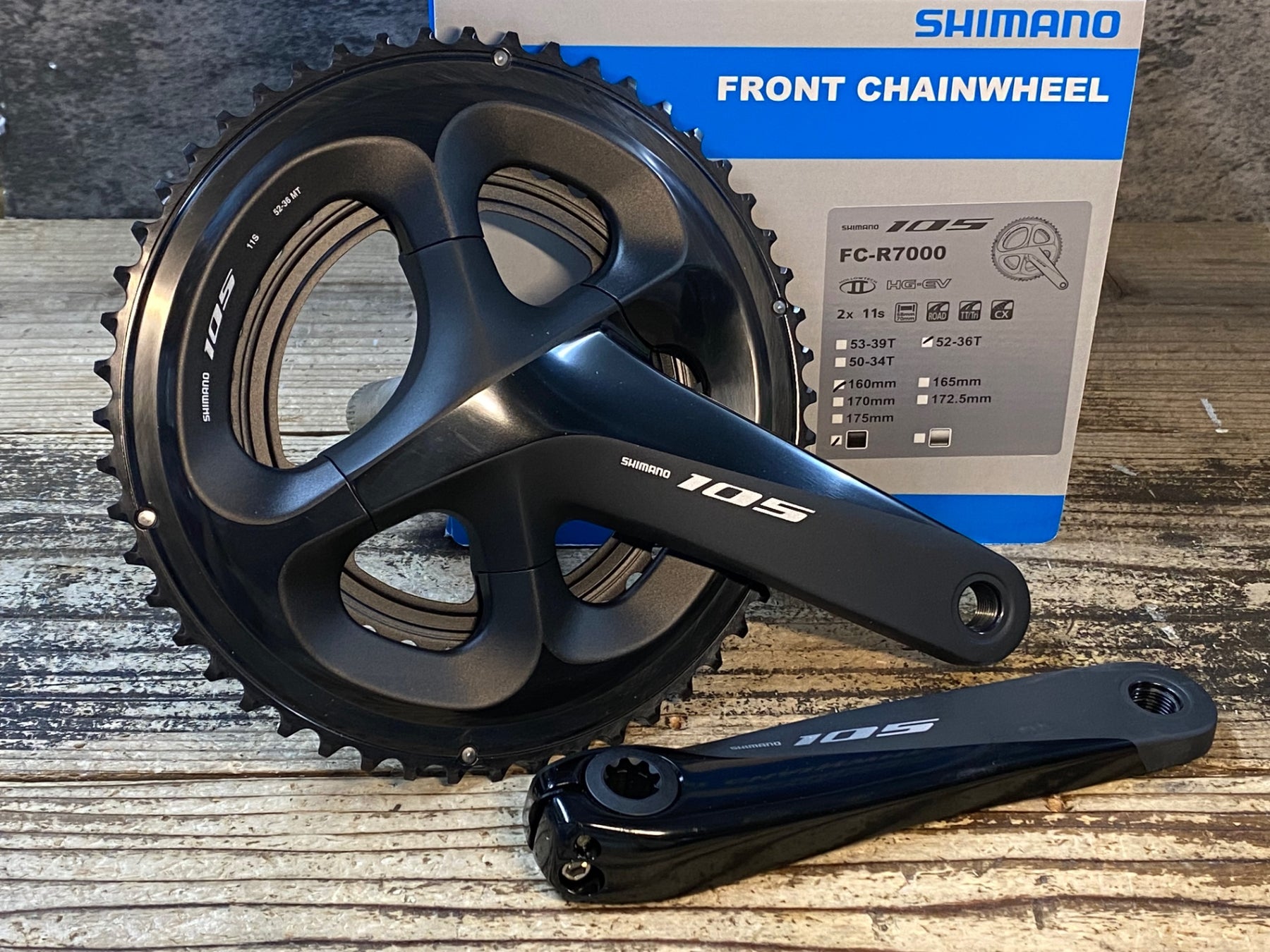 SHIMANO 105 FC-R7000 160mmクランクセット JR642 シマノ SHIMANO 105 FC-R7000 クランクセット 52/36T 160mm 黒