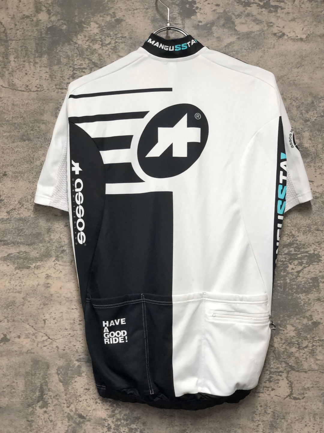 KD680 アソス ASSOS 半袖 サイクルジャージ 白 黒 L ※背面ポケット穴空き