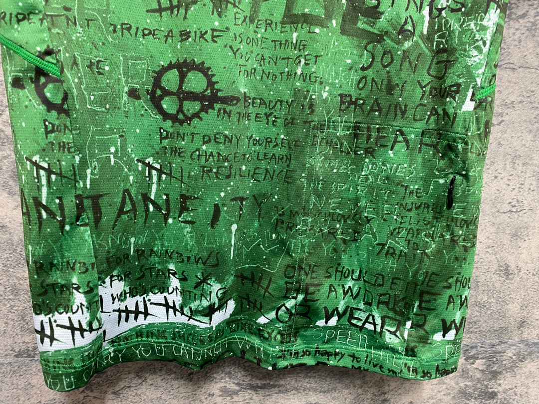 JS503 サイコロジー CYCLOGY MTB 半袖 ドライ Tシャツ 緑 柄 S